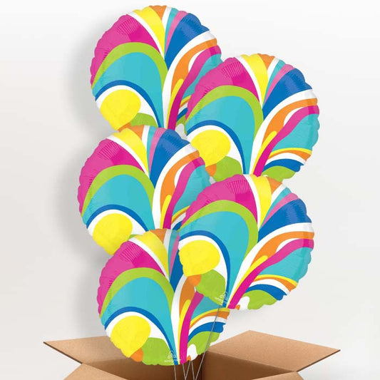 Vibrant Marble Round Helium Balloon in a Box - 5 Balloons | Party Save Smile