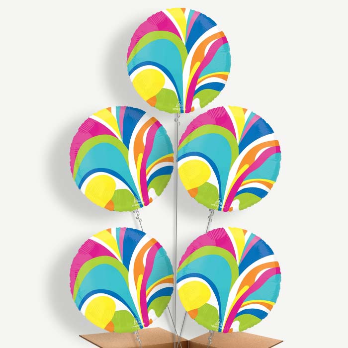 Vibrant Marble Round Helium Balloon Cluster  | Party Save Smile