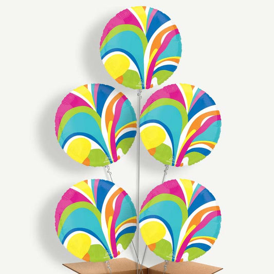 Vibrant Marble Round Helium Balloon Cluster  | Party Save Smile
