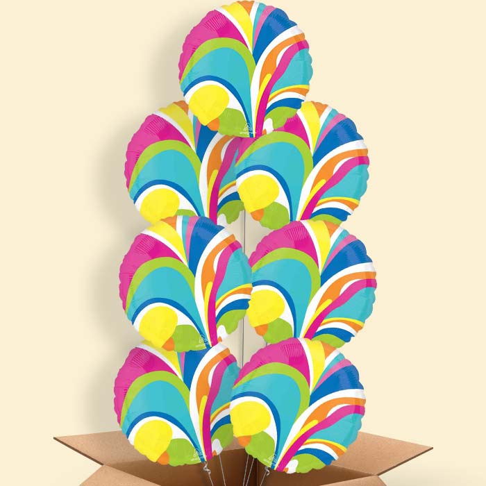 Vibrant Marble Round Helium Balloon in a Box - 7 Balloons | Party Save Smile