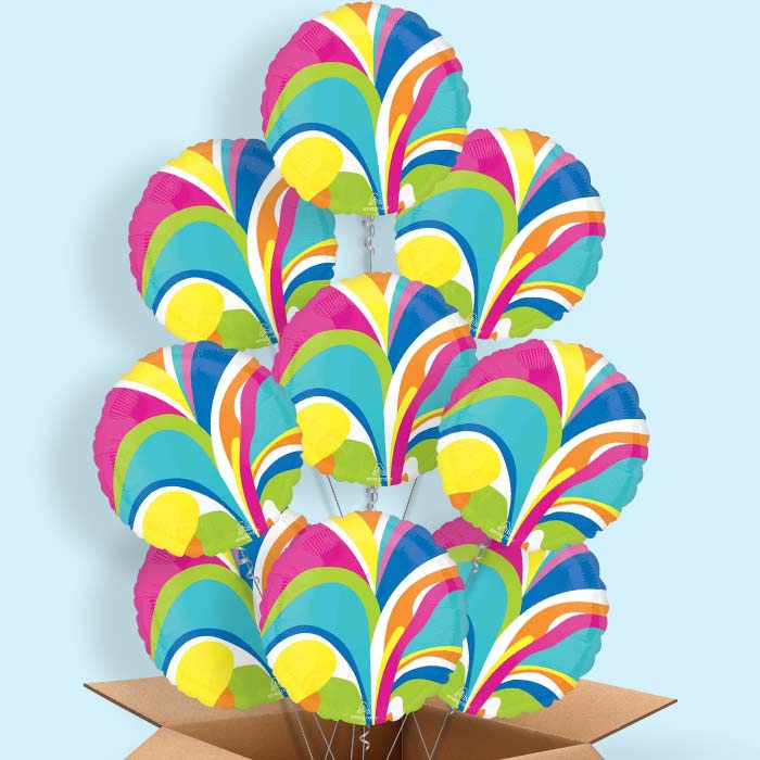 Vibrant Marble Round Helium Balloon in a Box - 9 Balloons | Party Save Smile