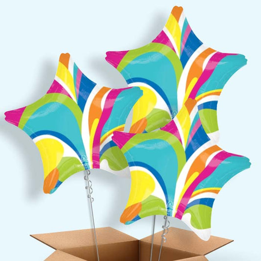 Vibrant Marble Star Helium Balloon in a Box - 3 Balloons | Party Save Smile