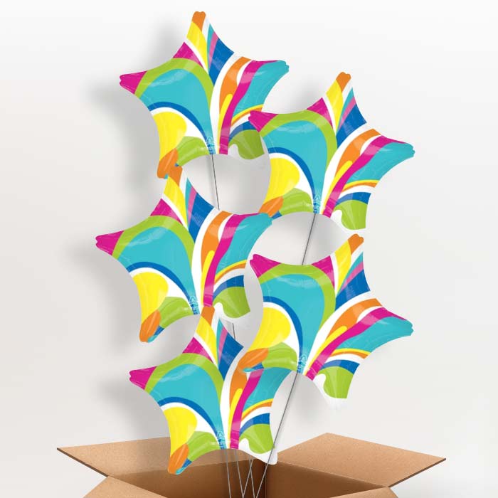 Vibrant Marble Star Helium Balloon in a Box - 5 Balloons | Party Save Smile