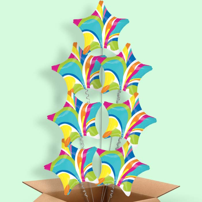 Vibrant Marble Star Helium Balloon in a Box - 7 Balloons | Party Save Smile