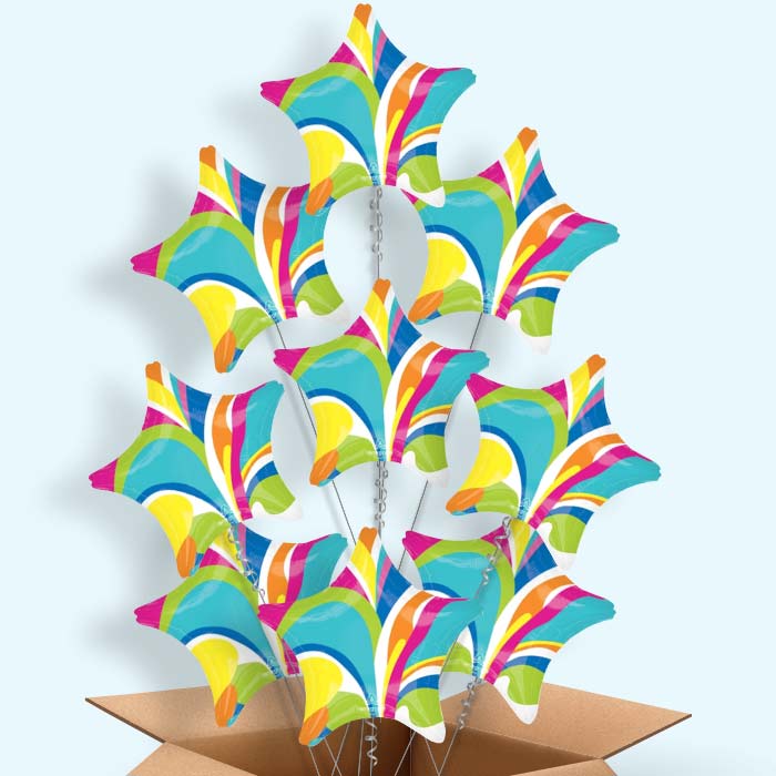 Vibrant Marble Star Helium Balloon in a Box - 9 Balloons | Party Save Smile