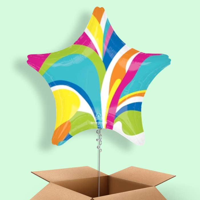 Vibrant Marble Star Helium Balloon in a Box - 1 Balloon | Party Save Smile