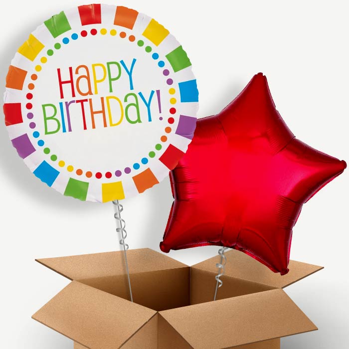 Rainbow Happy Birthday Helium Balloon Duo | Party Save Smile