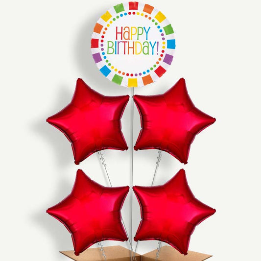 Rainbow Birthday Balloon Cluster Inflated with Helium | Party Save Smile