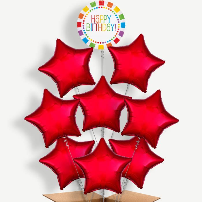 Rainbow Birthday Balloon Bundle Inflated with Helium | Party Save Smile