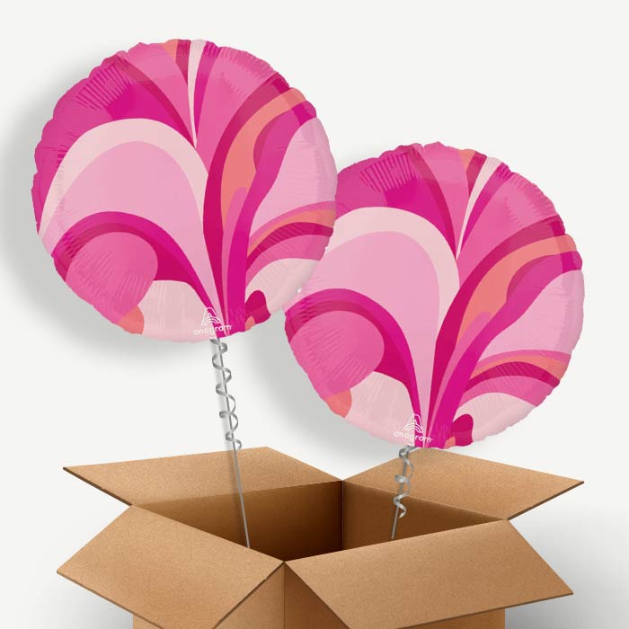 Pink Marble Round Helium Balloon Couple | Party Save Smile