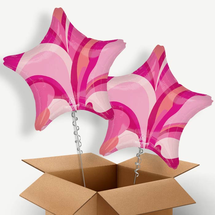 Pink Marble Star Helium Balloon Couple | Party Save Smile