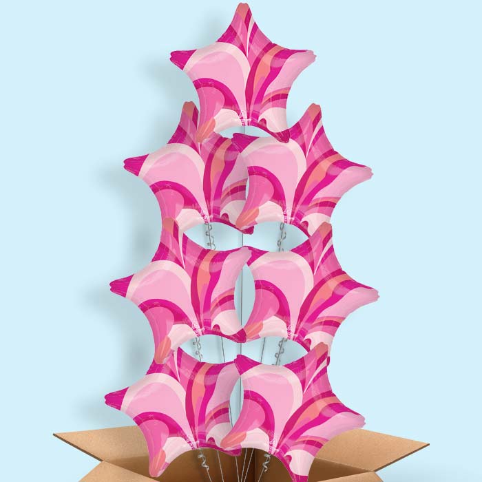 Pink Marble Star Helium Balloon in a Box - 7 Balloons | Party Save Smile