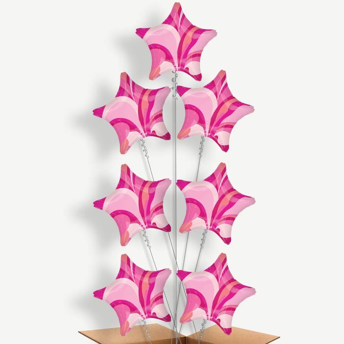 Pink Marble Star Balloon Arrangement Inflated with Helium | Party Save Smile
