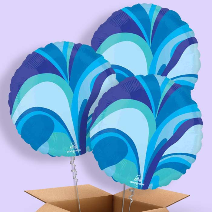 Blue Marble Round Helium Balloon in a Box - 3 Balloons | Party Save Smile