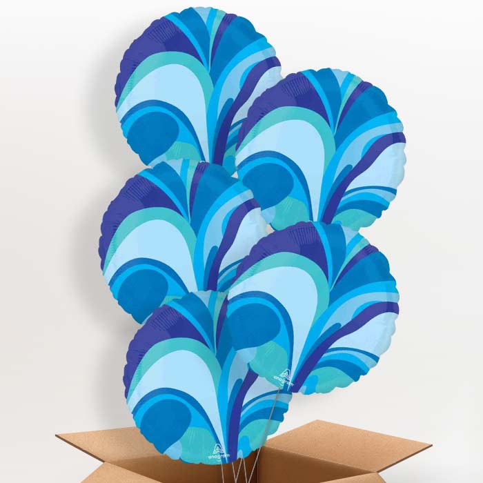 Blue Marble Round Helium Balloon in a Box - 5 Balloons | Party Save Smile