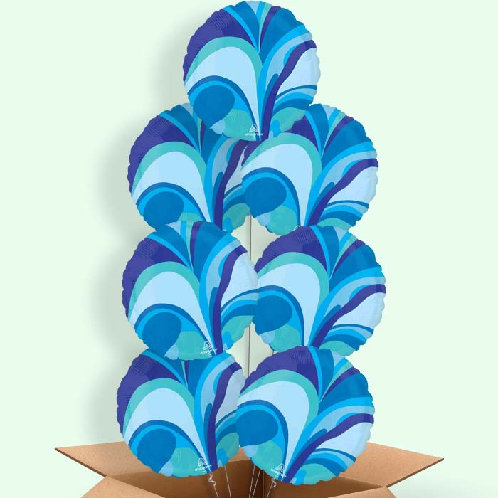 Blue Marble Round Helium Balloon in a Box - 7 Balloons | Party Save Smile