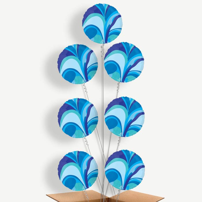 Blue Marble Round Balloon Arrangement Inflated with Helium | Party Save Smile