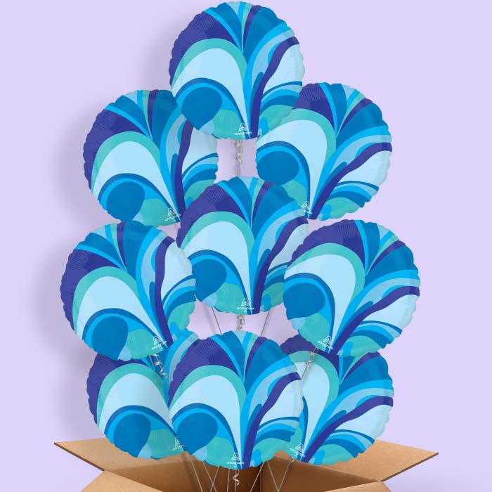 Blue Marble Round Helium Balloon in a Box - 9 Balloons | Party Save Smile