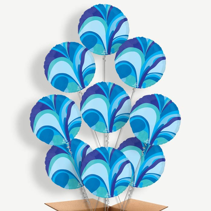 Blue Marble Round Balloon Bundle Inflated with Helium | Party Save Smile