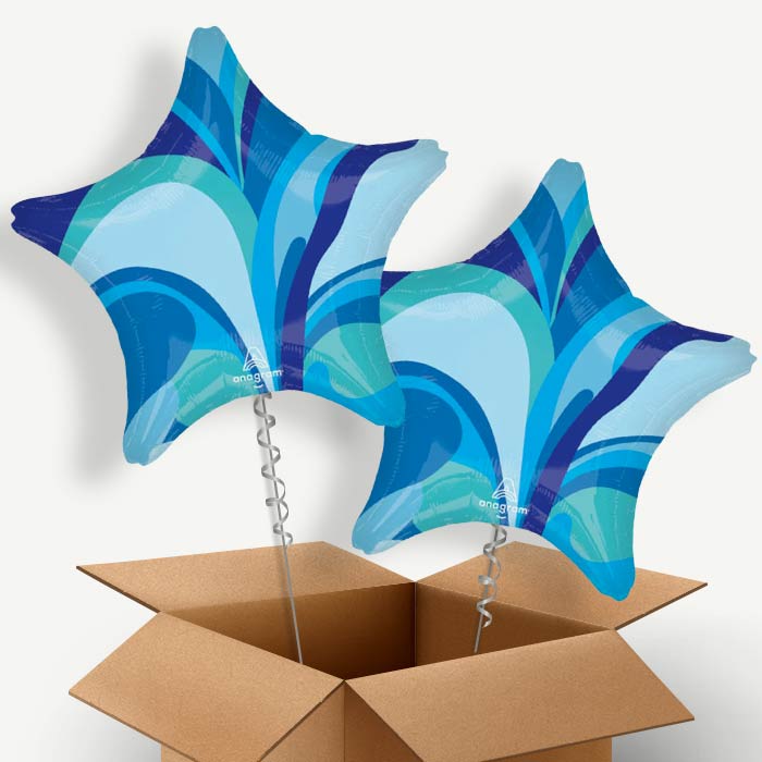Blue Marble Star Helium Balloon Duo | Party Save Smile