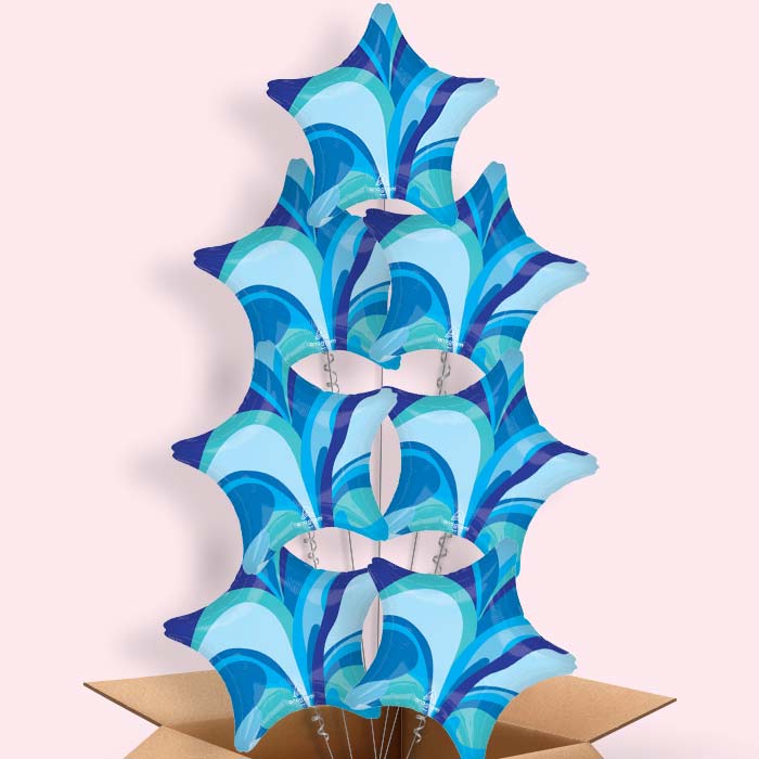 Blue Marble Star Helium Balloon in a Box - 7 Balloons | Party Save Smile
