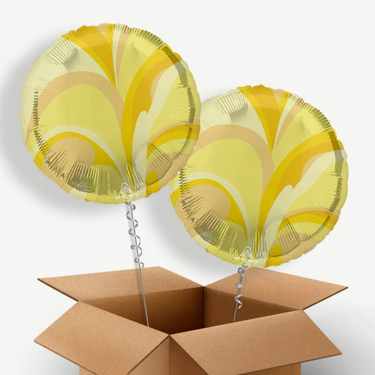 Gold Marble Round Helium Balloon Duo | Party Save Smile