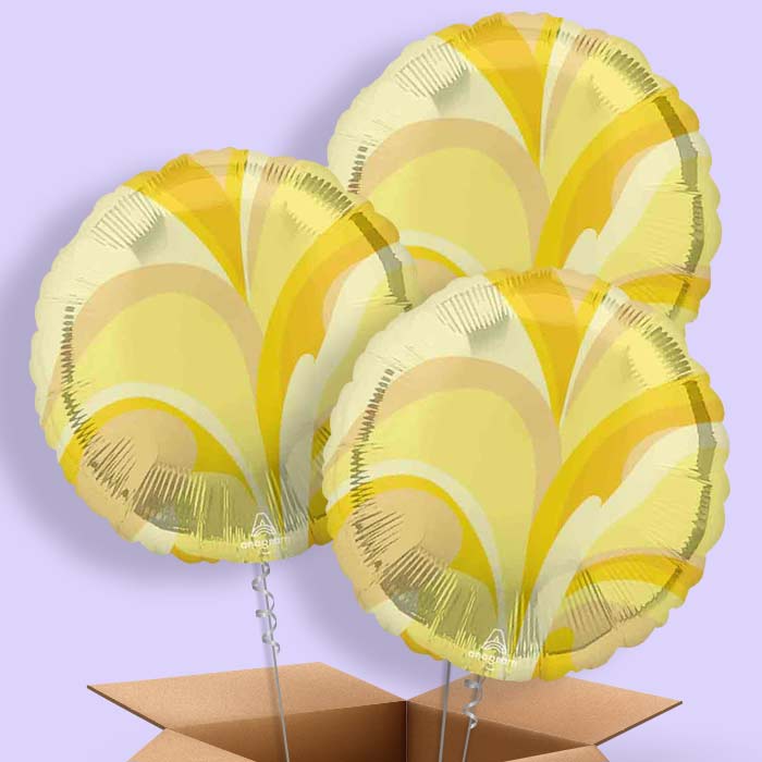 Gold Marble Round Helium Balloon in a Box - 3 Balloons | Party Save Smile