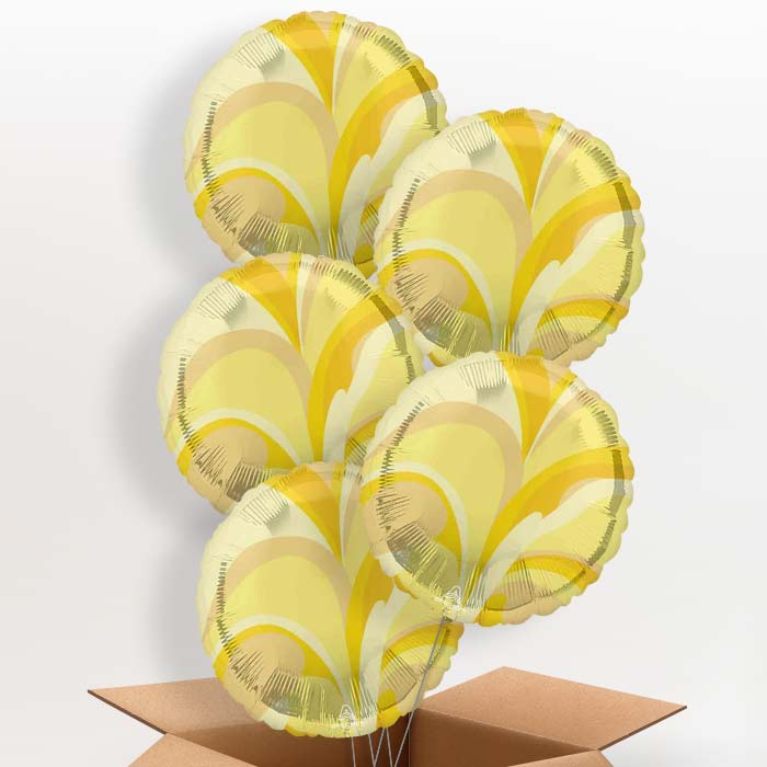 Gold Marble Round Helium Balloon in a Box - 5 Balloons | Party Save Smile