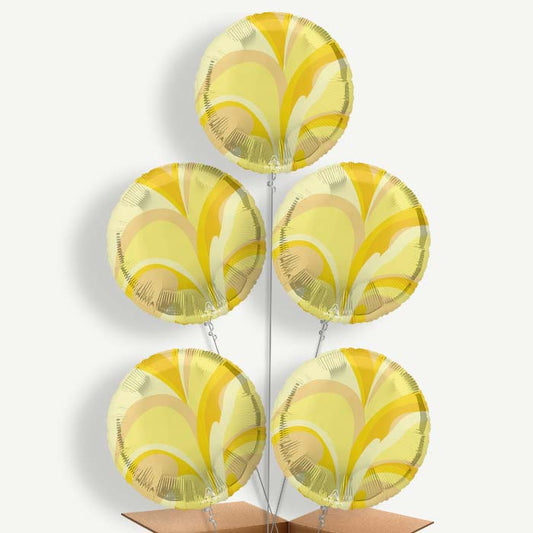 Gold Marble Round Balloon Cluster Inflated with Helium | Party Save Smile