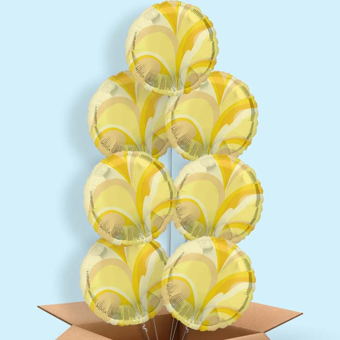 Gold Marble Round Helium Balloon in a Box - 7 Balloons | Party Save Smile