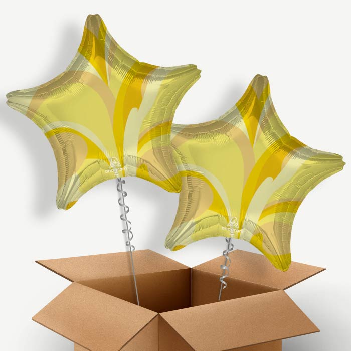 Gold Marble Star Helium Balloon Duo | Party Save Smile