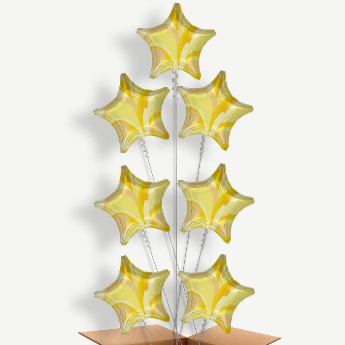 Gold Marble Star Balloon Arrangement Inflated with Helium | Party Save Smile