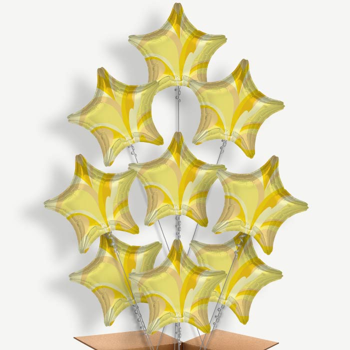 Gold Marble Star Balloon Bundle Inflated with Helium | Party Save Smile