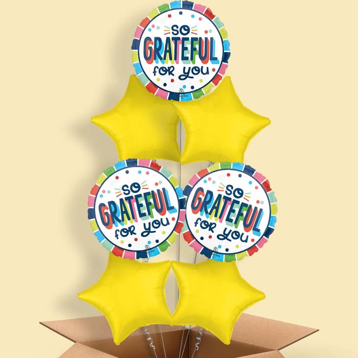 So Grateful for You Helium Balloon in a Box - 7 Balloons | Party Save Smile