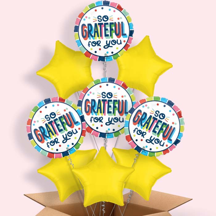 So Grateful for You Helium Balloon in a Box - 9 Balloons | Party Save Smile