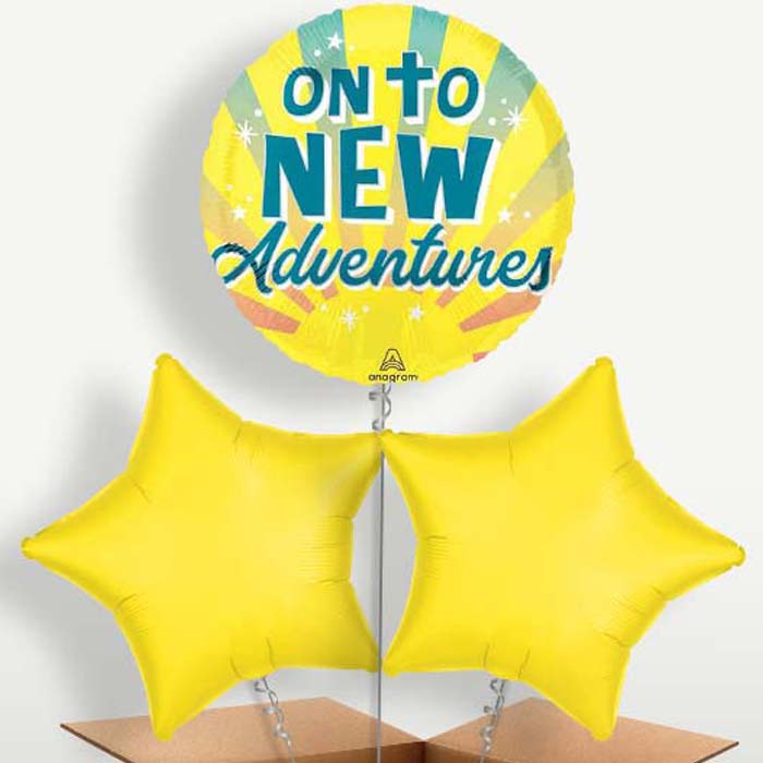 On To New Adventures Balloon Bunch inflated with Helium | Party Save Smile
