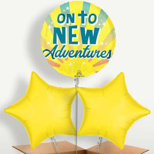 On To New Adventures Balloon Bunch inflated with Helium | Party Save Smile