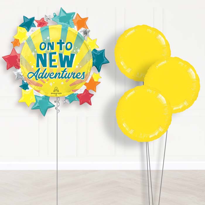 On To New Adventures Balloon Bouquet Delivery - 1 x Giant Balloon with Plain Bouquet | Party Save Smile