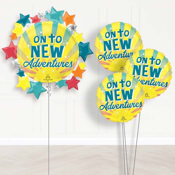 On To New Adventures Balloon Bouquet Delivery - 1 x Giant Balloon with Themed Bouquet | Party Save Smile