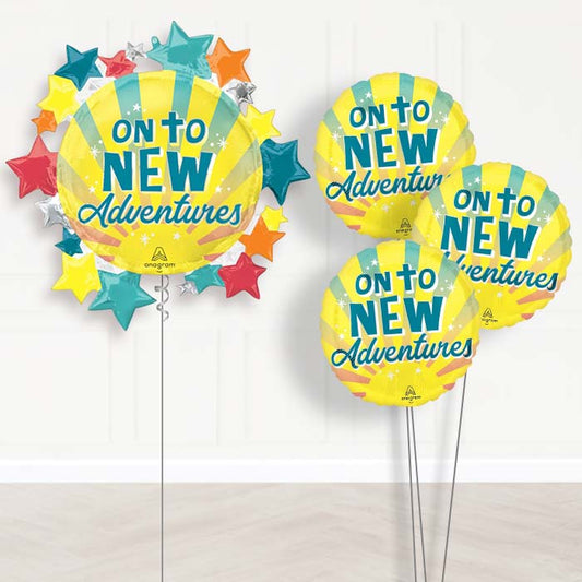 On To New Adventures Balloon Bouquet Delivery - 1 x Giant Balloon with Themed Bouquet | Party Save Smile