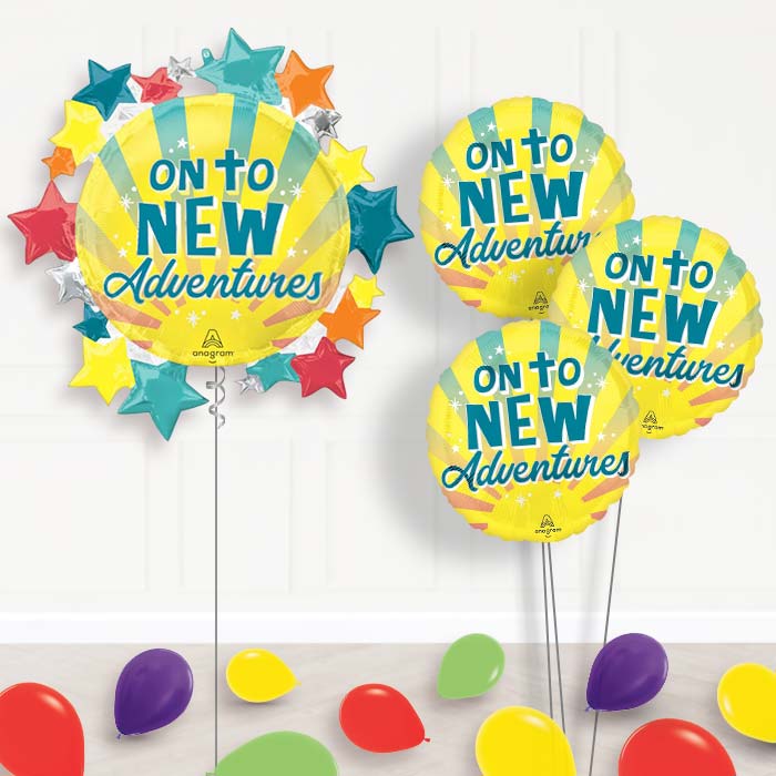 On To New Adventures Balloon Bouquet Delivery - 1 x Giant Balloon with Themed Bouquet and Latex | Party Save Smile