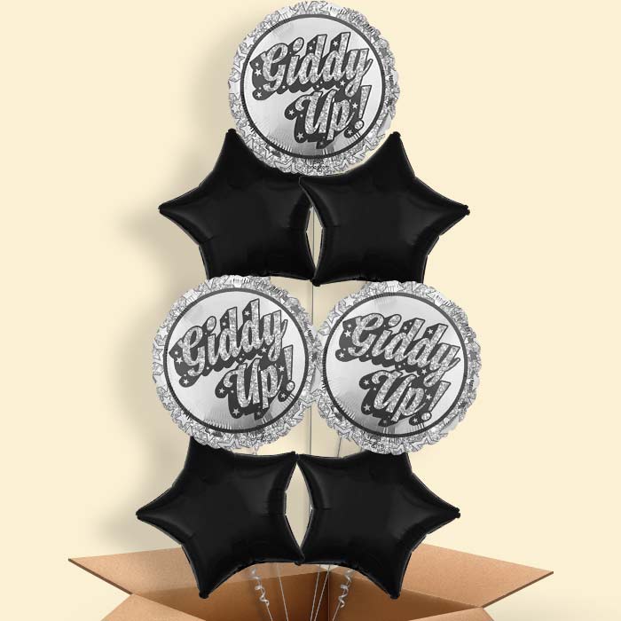 Disco Western Giddy Up Helium Balloon in a Box - 7 Balloons | Party Save Smile