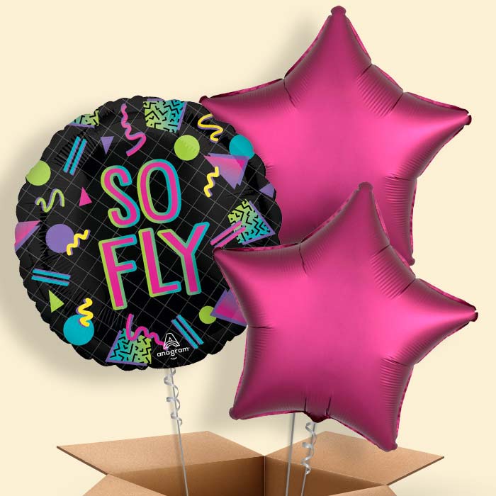 90s Party So Fly Helium Balloon in a Box - 3 Balloons | Party Save Smile