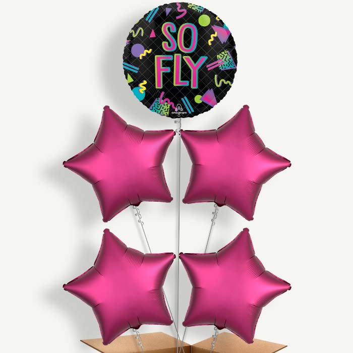 90s Party So Fly Balloon Cluster Inflated with Helium | Party Save Smile