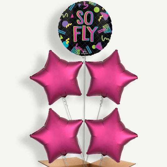 90s Party So Fly Balloon Cluster Inflated with Helium | Party Save Smile
