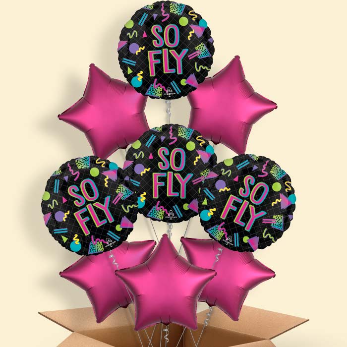 90s Party So Fly Helium Balloon in a Box - 9 Balloons | Party Save Smile