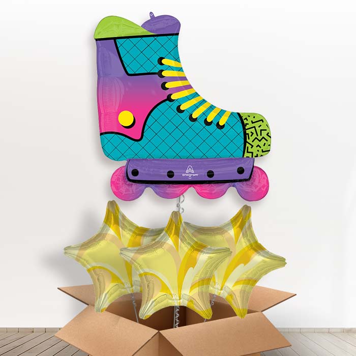 Roller Skate Helium Balloon in a Box - with 3 Plain Balloons | Party Save Smile