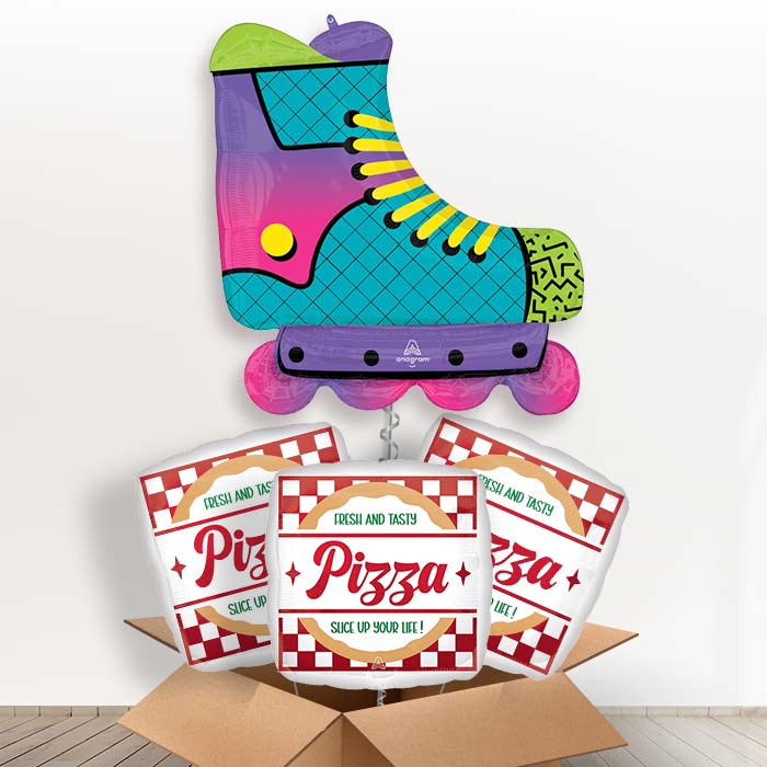 Roller Skate Helium Balloon in a Box - with 3 Themed Balloons | Party Save Smile