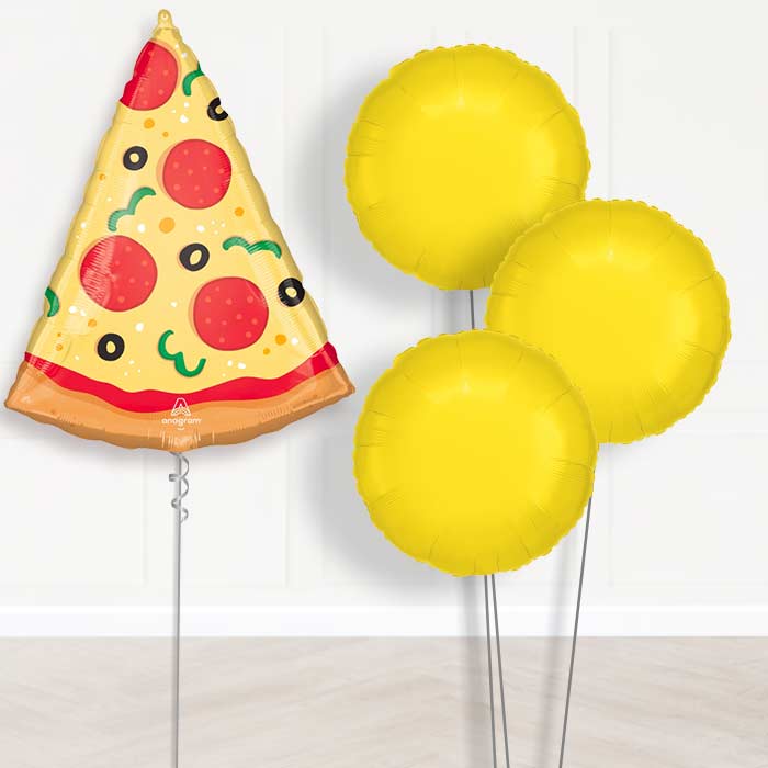 Pizza Slice Balloon Bouquet Delivery - 1 x Giant Balloon with Plain Bouquet | Party Save Smile