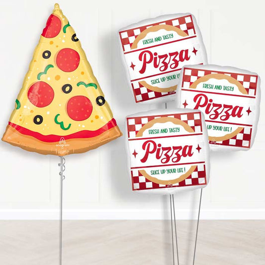 Pizza Slice Balloon Bouquet Delivery - 1 x Giant Balloon with Themed Bouquet | Party Save Smile